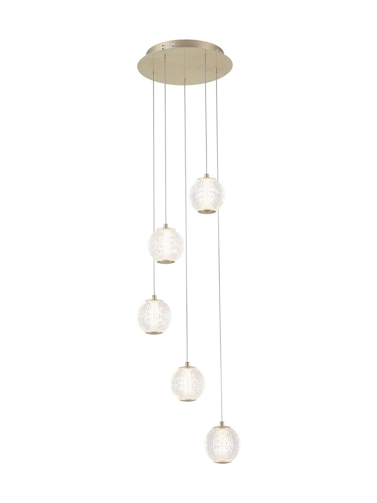 Searchlight Brass Charm 5 Multi-Drop Pendant Ceiling Light - Image 2 of 4