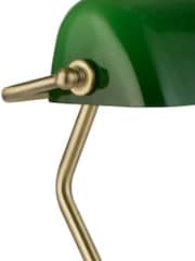 Searchlight Antique Brass and Green Emerald Bankers Table Lamp - Image 4 of 4