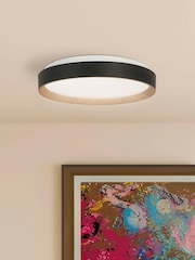 Searchlight Matt Black Naples LED Flush Ceiling Light - Image 1 of 4