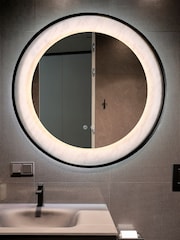 Searchlight Matt Black Helios LED Mirror - Image 1 of 4