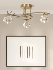 Searchlight Antique Brass Diamond 3 Light Ceiling Light - Image 1 of 4