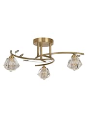 Searchlight Antique Brass Diamond 3 Light Ceiling Light - Image 3 of 4