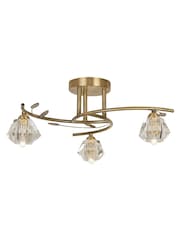 Searchlight Antique Brass Diamond 3 Light Ceiling Light - Image 4 of 4