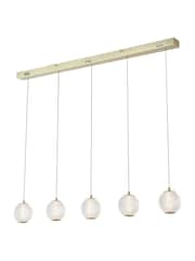 Searchlight Brass Charm 5 Bar Pendant Ceiling Light - Image 2 of 4