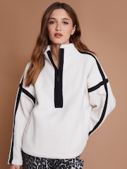 Another Sunday Half Zip Fleece Borg Jumper with Tape Detail - Image 1 of 3