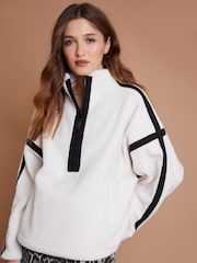 Another Sunday Half Zip Fleece Borg Jumper with Tape Detail - Image 2 of 3