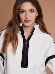 Another Sunday Half Zip Fleece Borg Jumper with Tape Detail - Image 3 of 3