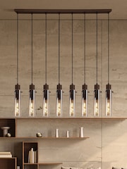 Searchlight Mocha and Amber Fira 8 Light Bar Pendant Ceiling Light - Image 1 of 4