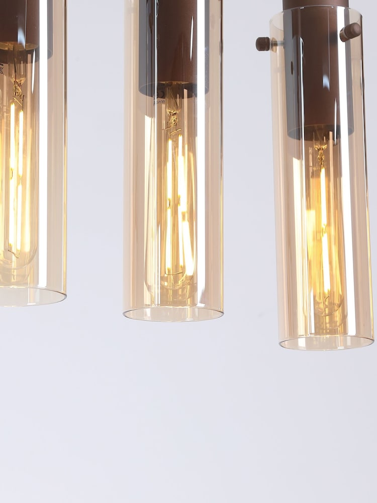 Searchlight Mocha and Amber Fira 8 Light Bar Pendant Ceiling Light - Image 2 of 4