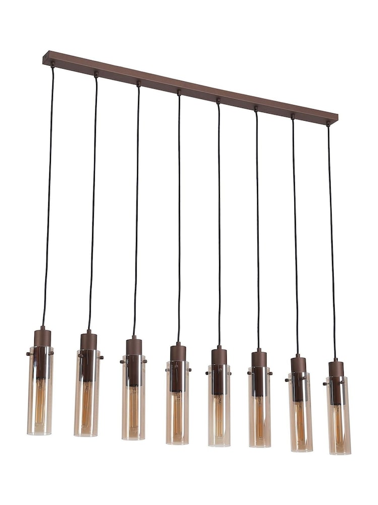 Searchlight Mocha and Amber Fira 8 Light Bar Pendant Ceiling Light - Image 4 of 4