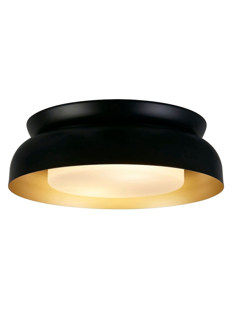 Searchlight Black and Gold Hambel Flush Ceiling Light - Image 2 of 4