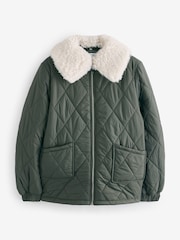 Another Sunday Diamond Quilted Bomber Jacket With Removable Borg Collar - Image 2 of 2