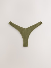 Khaki Green Crinkle Tanga Bikini Bottoms - Image 5 of 7