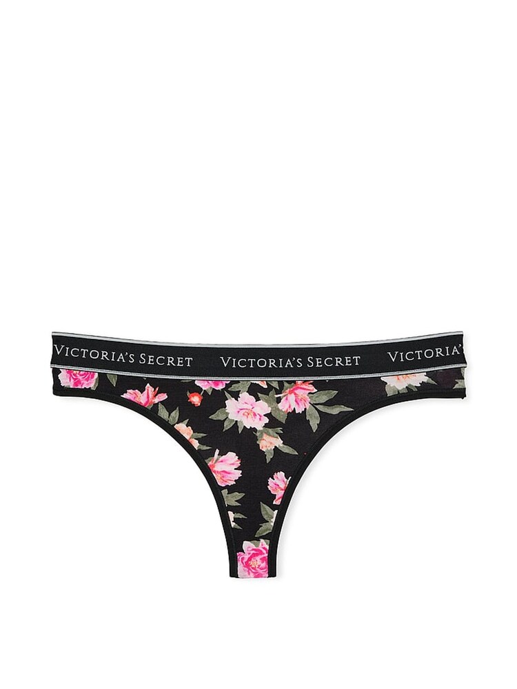 Victoria's Secret Black Floral Thong Knickers - Image 3 of 3