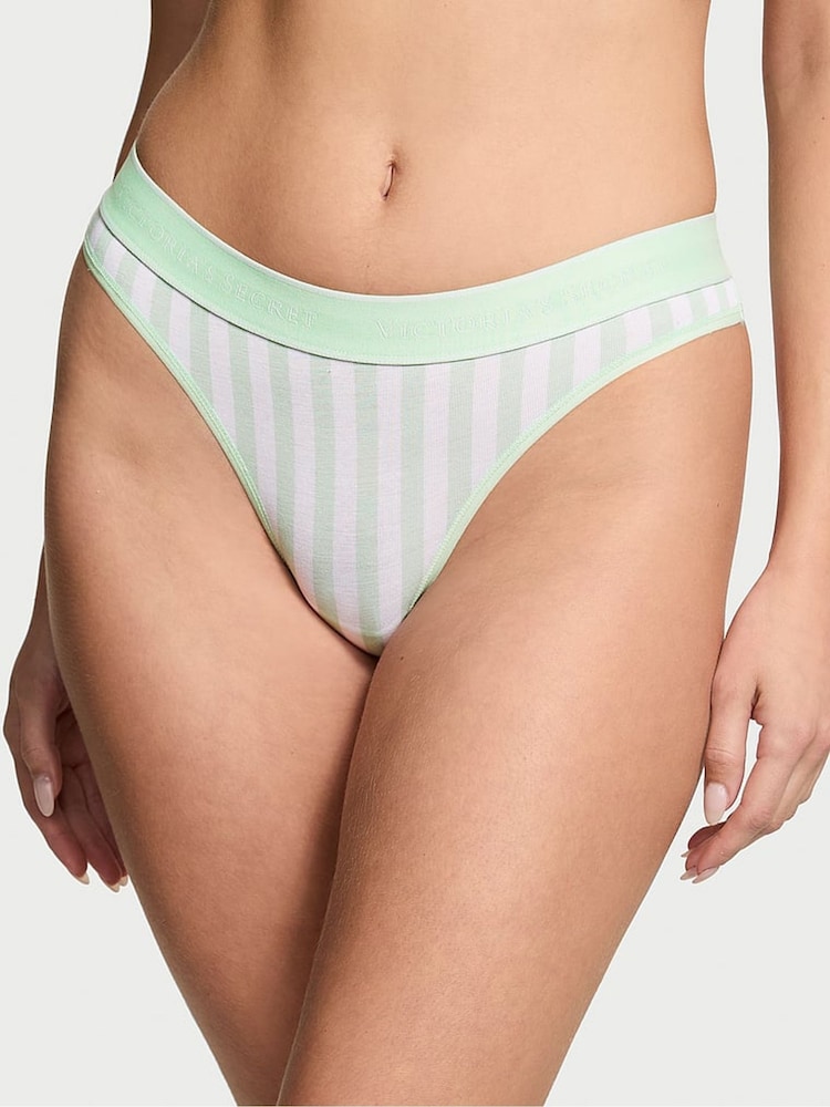 Victoria's Secret Mint Green Stripe Thong Knickers - Image 1 of 3