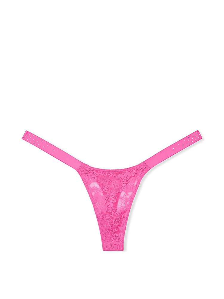 Victoria's Secret PINK Pink Gossip Mini Scoop Thong Lace Logo Scoop Knickers - Image 3 of 3