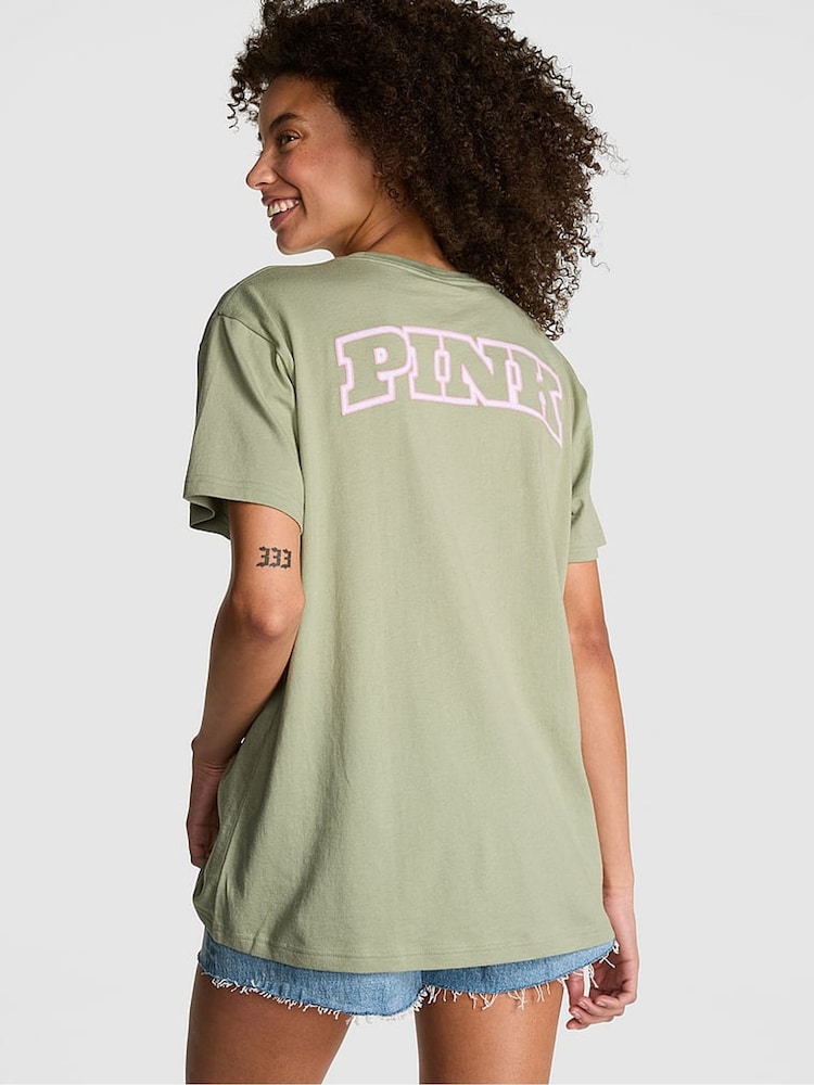 Victoria's Secret PINK Green Garden Short Sleeve Oversized T-Shirt - Image 2 of 3