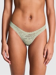 Victoria's Secret PINK Green Garden Mini Scoop Thong Floral Lace Knickers - Image 1 of 2