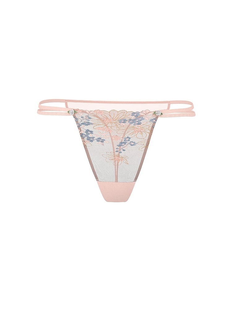 Victoria's Secret Bloom Yellow Thong Wildflower Embroidery Knickers - Image 3 of 3