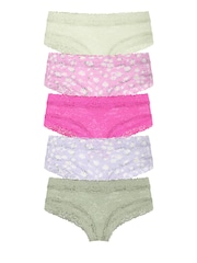 Victoria's Secret PINK Green/Pink/Purple/Green Cheeky 5 Pack Knickers - Image 1 of 4