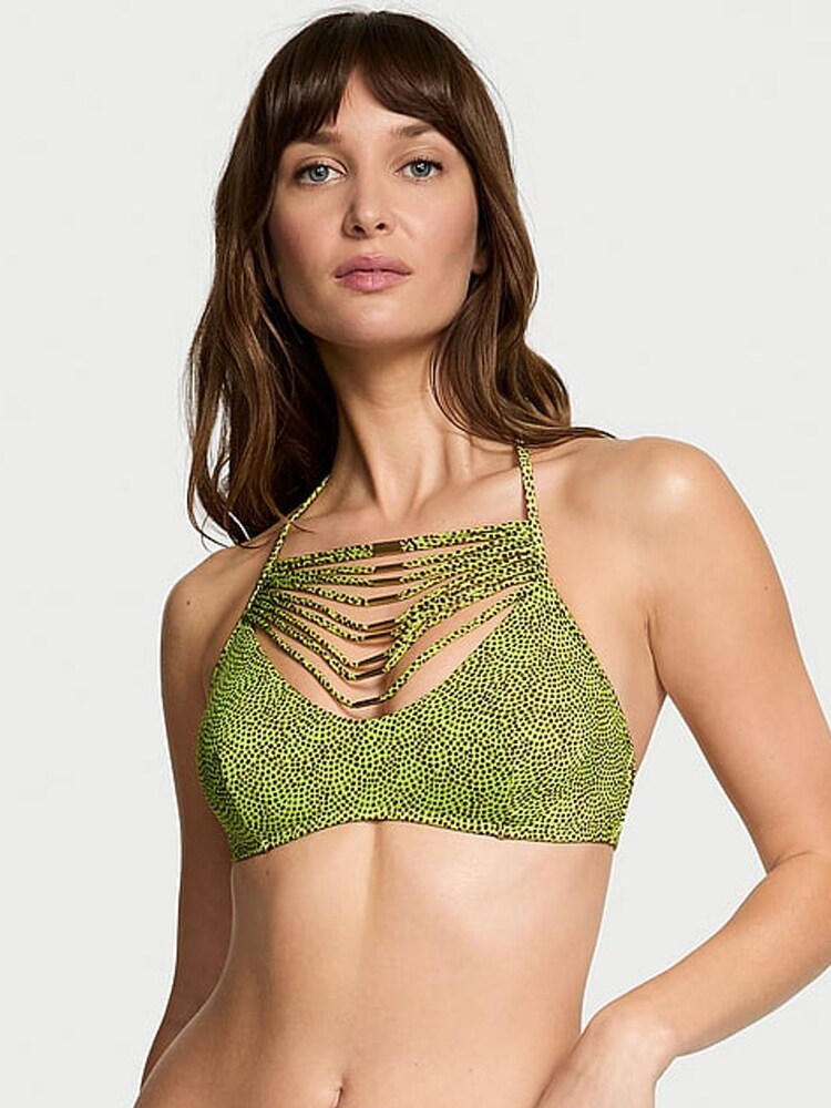Victoria's Secret Limelight Green Dots Halter Archive Bikini Top - Image 1 of 4 Victoria's Secret Limelight Green Dots Halter Archive Bikini Top - Image 1 of 4