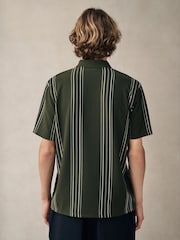 Оливково-зеленые - Вертикаль в полоску Quarter Zip рубашки поло - Image 3 of 7