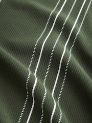 Оливково-зеленые - Вертикаль в полоску Quarter Zip рубашки поло - Image 6 of 7