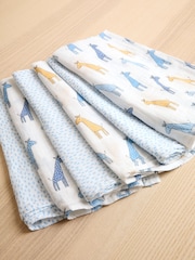 JoJo Maman Bébé 6-Pack Blue Giraffe Muslin - Image 1 of 4