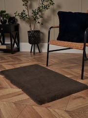 BHS Faux Fur Chocolate 50cm x 90cm Supersoft Rug - Image 2 of 6