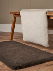 BHS Faux Fur Chocolate 50cm x 90cm Supersoft Rug - Image 4 of 6