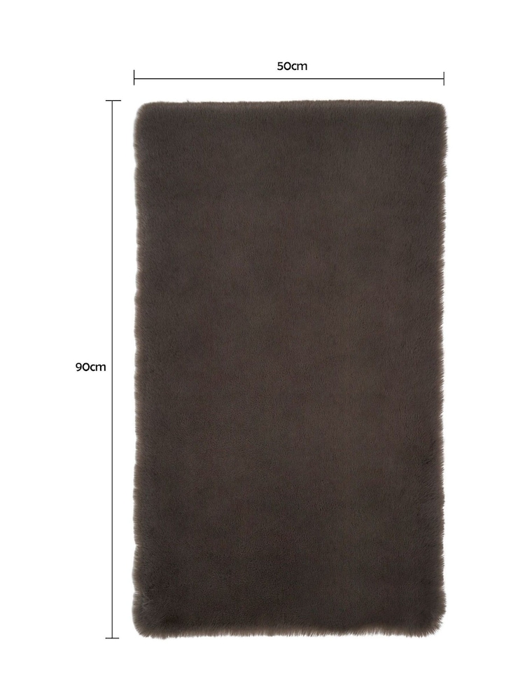BHS Faux Fur Chocolate 50cm x 90cm Supersoft Rug - Image 6 of 6