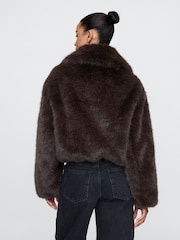 Gap Brown Cropped Faux Fur Jacket - Image 2 of 5
