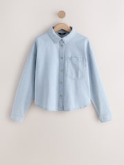 Mid Blue Check Oversize Denim Shirt - Image 1 of 3