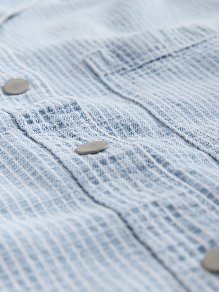 Mid Blue Check Oversize Denim Shirt - Image 3 of 3 Mid Blue Check Oversize Denim Shirt - Image 3 of 3