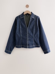 Dark Blue Hook and Eye Fastening Long Sleeve Denim Shirt - Image 1 of 3