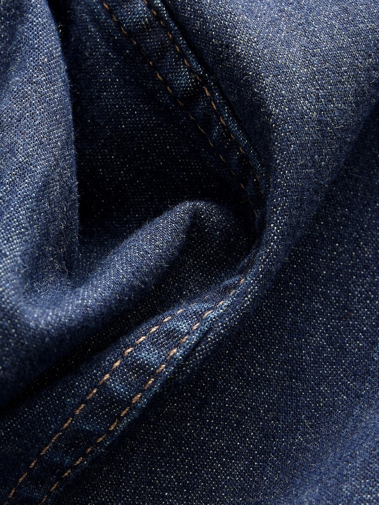 Dark Blue Hook and Eye Fastening Long Sleeve Denim Shirt - Image 3 of 3