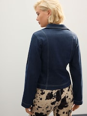 Dark Blue Hook and Eye Fastening Long Sleeve Denim Shirt - Image 4 of 8