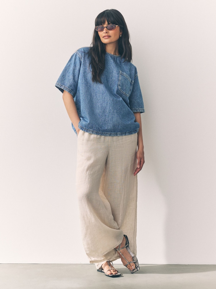 Azul medio - Denim 100% Cotton T-Shirt - Imagen 2 de 7 Azul medio - Denim 100% Cotton T-Shirt - Imagen 2 de 7