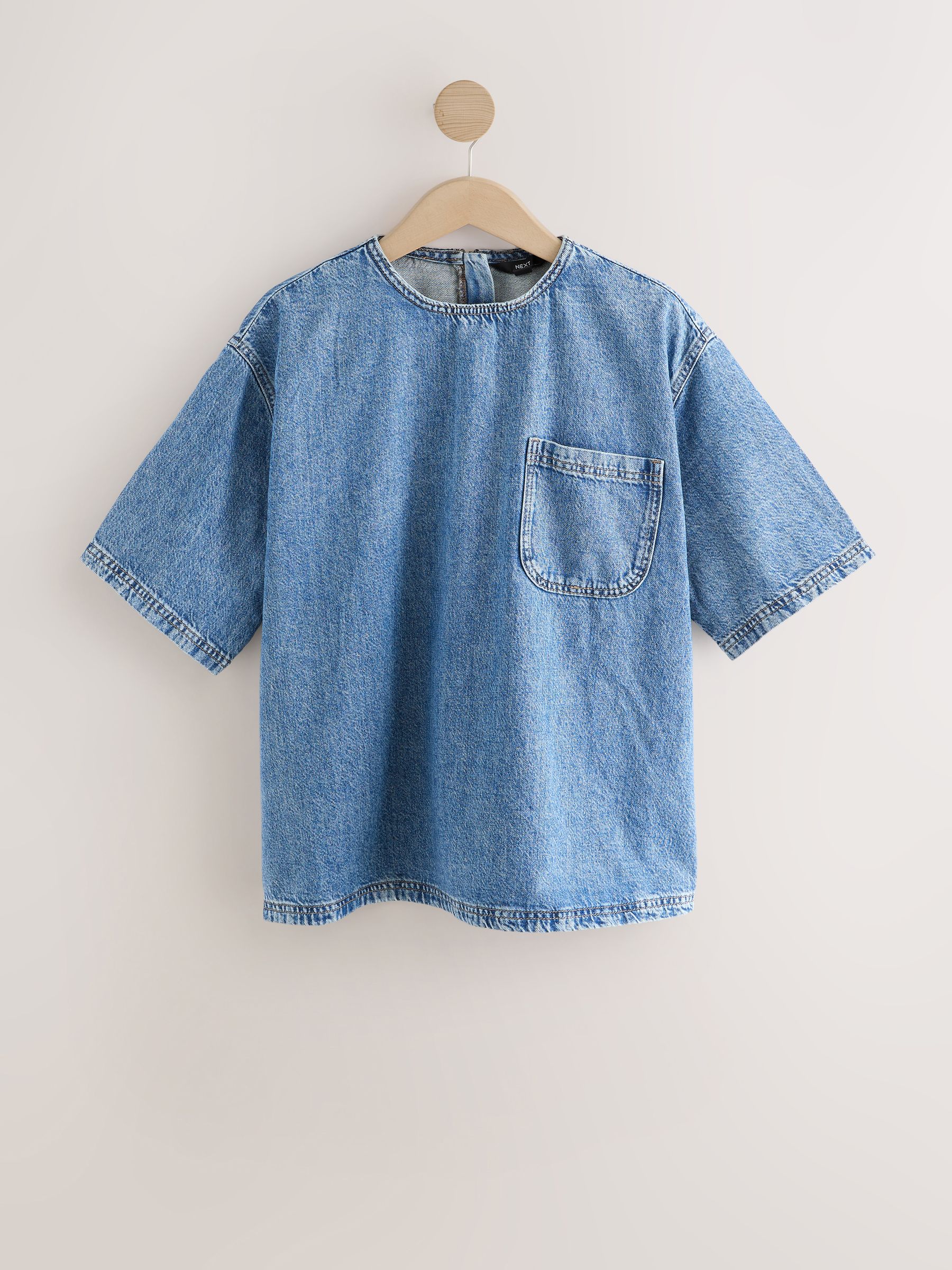 Buy Mid Blue Denim 100% Cotton T-Shirt from Next USA