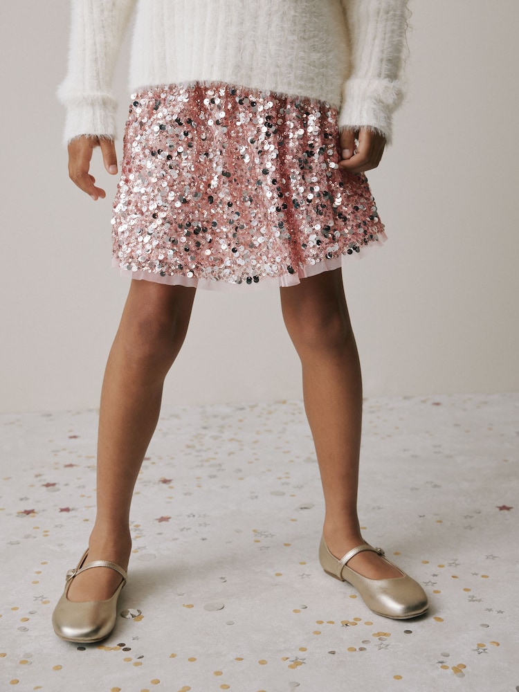 Champagne Gold Sequin Bubble Skirt (3-16yrs) - Image 2 of 8
