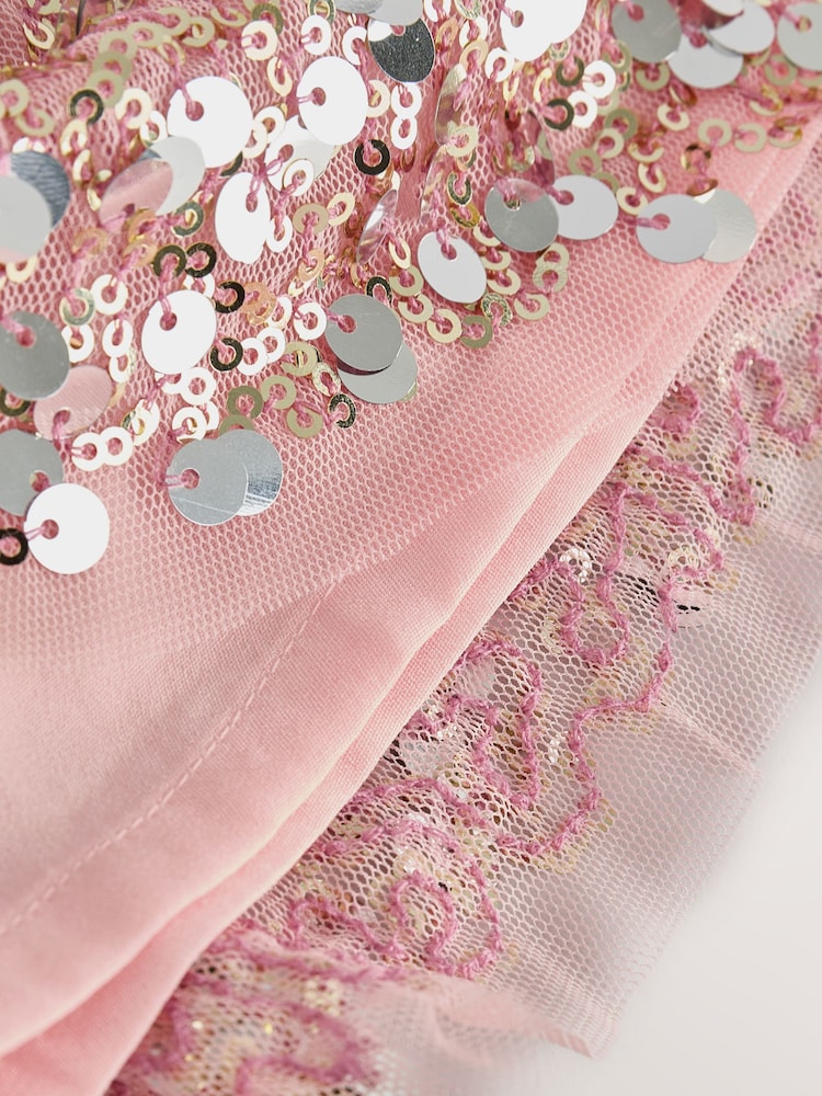 Champagne Gold Sequin Bubble Skirt (3-16yrs) - Image 8 of 8