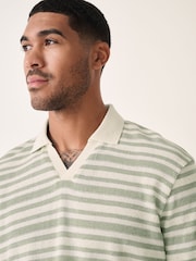 Green - Textured Stripe Trophy Polo Shirt - Image 1 of 7