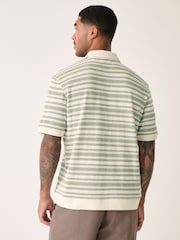 Green - Textured Stripe Trophy Polo Shirt - Image 3 of 7