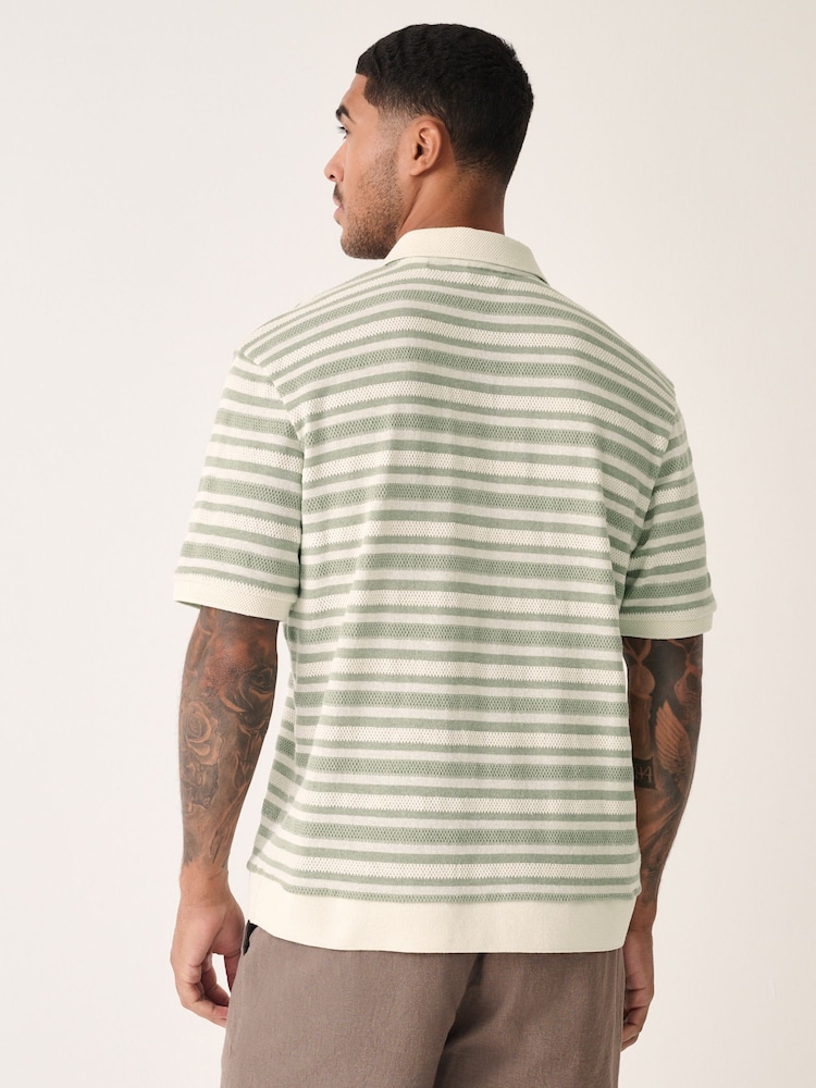 Green Textured Stripe Trophy Polo Shirt - Image 3 of 7