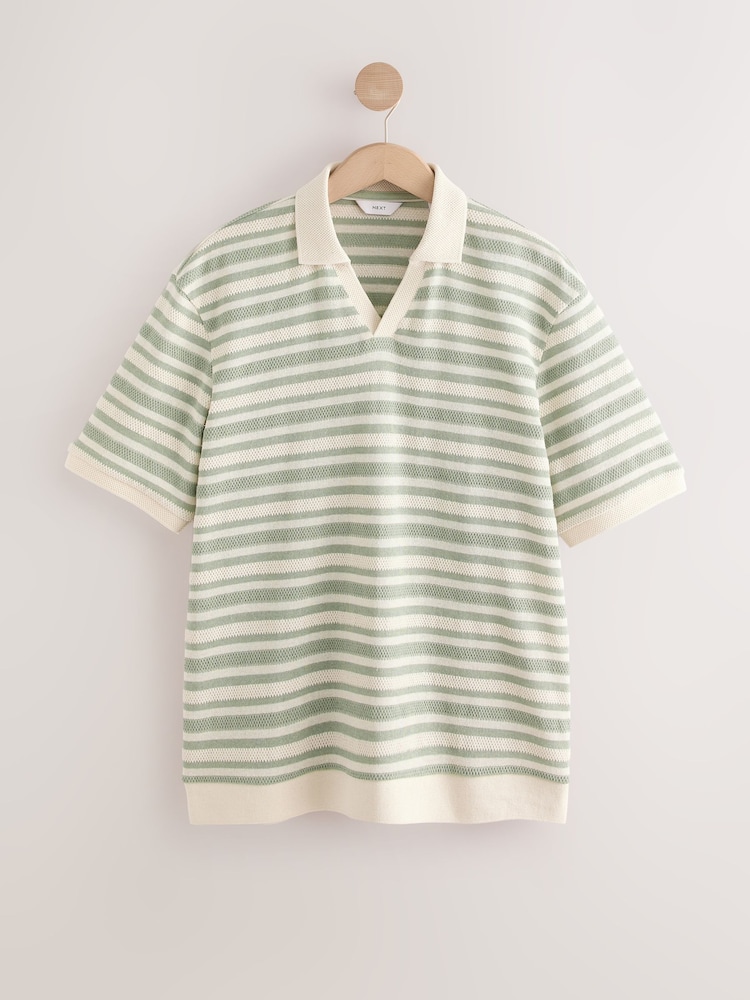 Green Textured Stripe Trophy Polo Shirt - Image 5 of 7