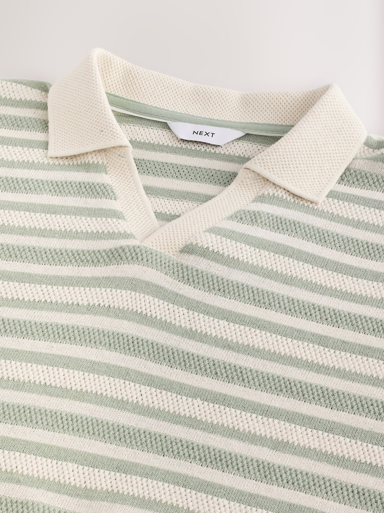 Green - Textured Stripe Trophy Polo Shirt - Image 7 of 7