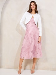 Lipsy Scallop Pointelle Hook and Eye Knit Shrug Cardigan - Imagen 3 de 4