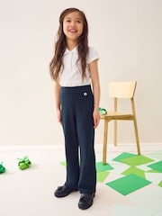 Azul marino - Pantalones escolares acampanados de alto contenido en algodón sin cierres (3-16 años) - Imagen 3 de 4