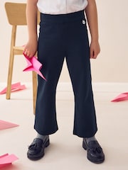 Navy Blue Shorter Length Pull-On Cotton Rich Stretch Boot Cut School Trousers (3-16yrs) - Image 1 of 8