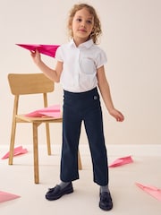 Navy Blue Shorter Length Pull-On Cotton Rich Stretch Boot Cut School Trousers (3-16yrs) - Image 3 of 8